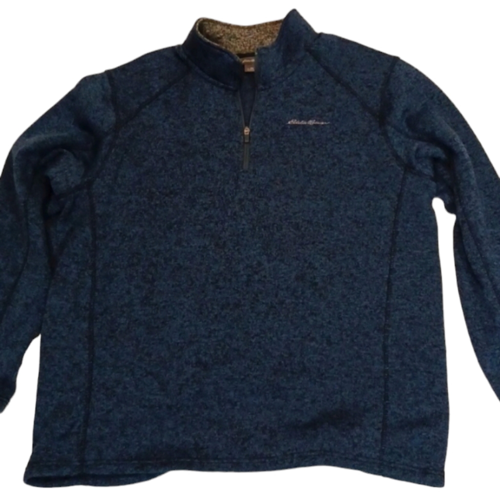 Eddie Bauer Men's 2XL Quarter ZIp FLeece Pullover Heather Blue